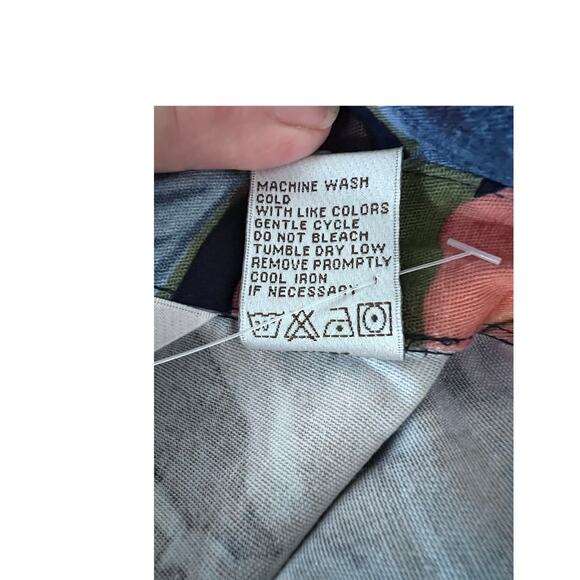 Drapers & Damons Jacket 3X Plus Navy Floral Denim Long Sleeve Button Up Preppy - Picture 10 of 12